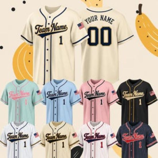 Custom Baseball Jersey, Personalized Name Number Toddler Bananas Shirt, Funny Yellow Team Uniform Gift for Boys Girls Jersey Shirt