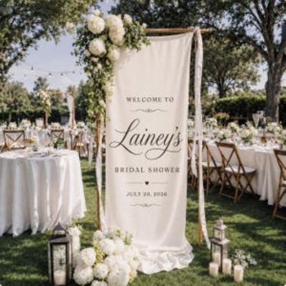 Personalized Fabric Polyester Bridal Shower Welcome Sign, Custom Name Wedding Shower Sign, Boho Wedding Welcome Sign Ceremony Sign