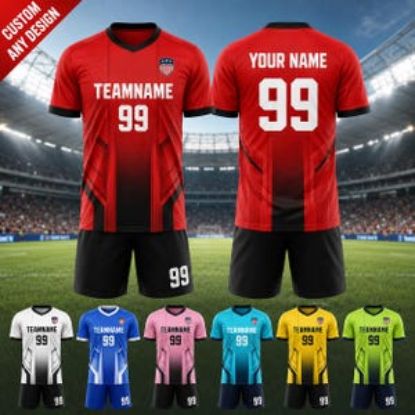 Custom Soccer Jersey Gradient Design, Personalized Name Number Team Printed Football Uniform for Men Women Kids Youth