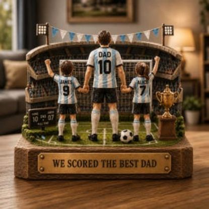 Custom Soccer Dad & Kids Acrylic Plaque Decor, Personalized Jersey Keepsake, Father's Day Gift for Dad, Soccer Family Decor