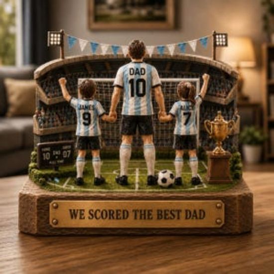 Custom Soccer Dad & Kids Acrylic Plaque Decor, Personalized Jersey Keepsake, Father's Day Gift for Dad, Soccer Family Decor