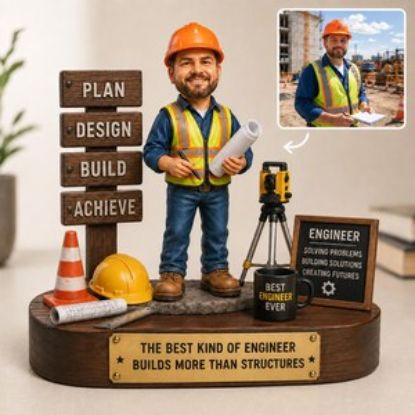 Personalized Construction Engineer Acrylic Plaque, Custom Photo Figurine Gift, Civil Engineer Desk Decor, Gift for Men