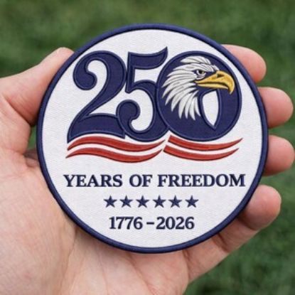 Embroidered USA 250th Anniversary Patch, 250 Years of Freedom Patch, Eagle Patriotic Patch, 1776-2026 Patch, Iron On Sew On Patch