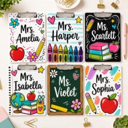 Personalized Groovy Teacher Name Clipboard, Custom Back To School Teacher Gift, Teacher Appreciation Gifts, School Supplies for Teachers