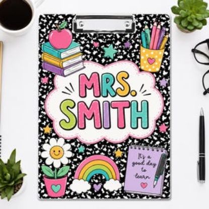 Personalized Teacher Clipboard, Custom Composition Book Clipboard, Acrylic Teacher Clipboard, Back To School Teacher Gift