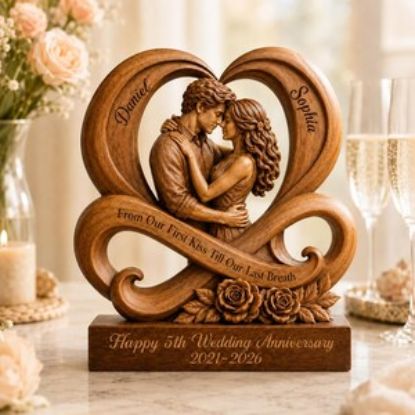 Personalized Couple Wedding Anniversary Wooden Block, Custom Floral Wedding Anniversary, Gift Couple,Husband Wife,Bride Groom Keepsake Decor
