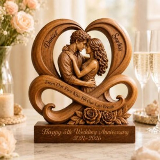 Personalized Couple Wedding Anniversary Wooden Block, Custom Floral Wedding Anniversary, Gift Couple,Husband Wife,Bride Groom Keepsake Decor