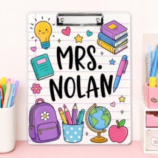 Personalized Teacher Clipboard, Custom Teacher Name Clipboard, Acrylic Clipboard for Teachers, Teacher Appreciation Gift, School Supplies
