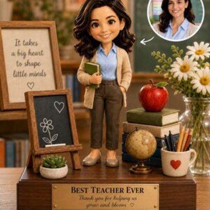 Personalized Teacher Table Acrylic Plaque, Custom Classroom Decor Gift, Teacher Photo Keepsake With Custom Text, Classroom Decor