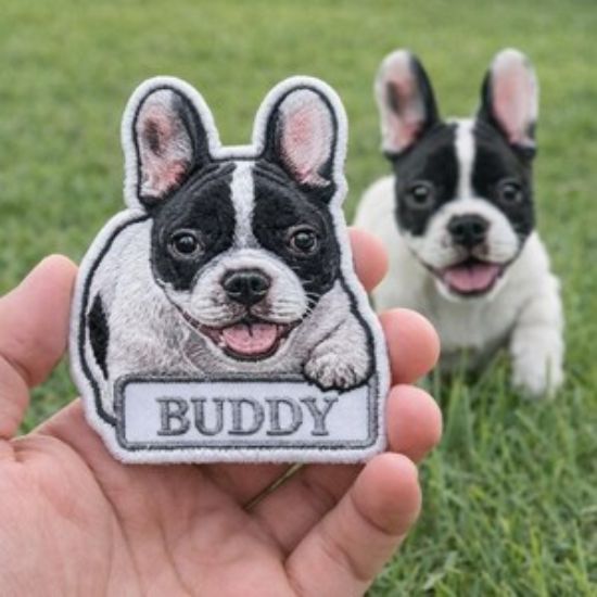 Custom Dog Portrait Embroidered Patch, Personalized Pet Photo Patch, Custom Dog Name Patch, Iron On Sew On Patch