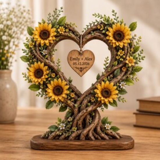 Custom Love Tree 2D Flat Acrylic Plaque, Personalized Wedding Gift, Couple Anniversary Keepsake, Romantic Home Decor
