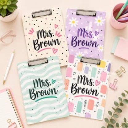 Custom School Pattern Teacher Name Clipboard, Personalized Back To School Teacher Gift, Teacher Appreciation Gift, School Supplies