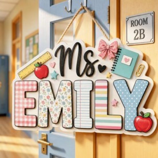 Personalized Teacher Name Door Sign, 2 Layer Wooden Sign Welcome Door Hanger, Classroom Decor, Teacher Appreciation Gifts, Teacher Gift 2026