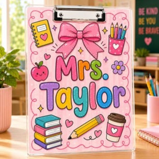 Personalized Teacher Clipboard, Custom Acrylic Clipboard with Teacher Name, Teacher Appreciation Gift, End of Year Gift, Classroom Decor