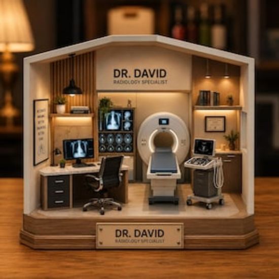 Personalized Radiologist 2D Flat Wooden Block, Custom Doctor Office Diorama, Medical Desk Decor, Radiology Specialist Gift, Graduation Gift