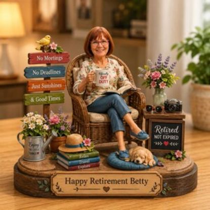 Personalized Retirement 2D Flat Acrylic Plaque, Custom Photo Retiree Carved Figurine, Happy Retirement Keepsake Gift for Men, Decor Home