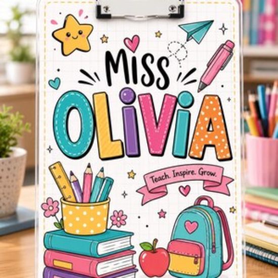 Personalized Teacher Clipboard, Custom Acrylic Clipboard with Teacher Name, Teacher Appreciation Gift, Back To School Teacher Gift