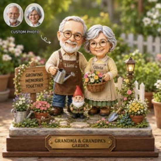 Custom Grandparents Garden Gnome Wooden Block Decor Home,Planting Together Keepsake, Gift Grandparents,Gardening Keepsake,Anniversary Gift