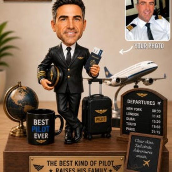 Custom Pilot Acrylic Plaque, Personalized Photo Figurine Gift Aviation Desk Decor Keepsake Unique Gift for Pilot or Flight Enthusiast