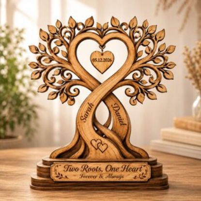Personalized Couple Heart Tree Acrylic Plaque, Custom Couple Name Sign, Wedding Anniversary Gift, Rustic Wedding Gifts, Decor Home