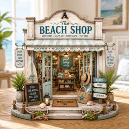 Personalized Beach Shop Acrylic Plaque, Custom Coastal Store Decor, Beach Lover Gift, Summer Ocean Boutique Keepsake Decor Home