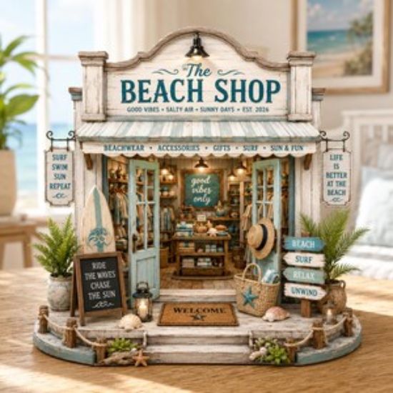 Personalized Beach Shop Acrylic Plaque, Custom Coastal Store Decor, Beach Lover Gift, Summer Ocean Boutique Keepsake Decor Home