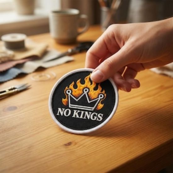 No Kings Patch Anti Monarchy Crown Embroidered Patch Iron Sew On Patch, Backing American History Liberty, No Kings Embroidered Patch Iron On