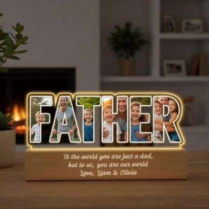 Personalized Father Photo LED Lamp, Custom Dad Gift from Kids, Acrylic Night Light, Father’s Day Gift, Dad Birthday Gift Keepsake