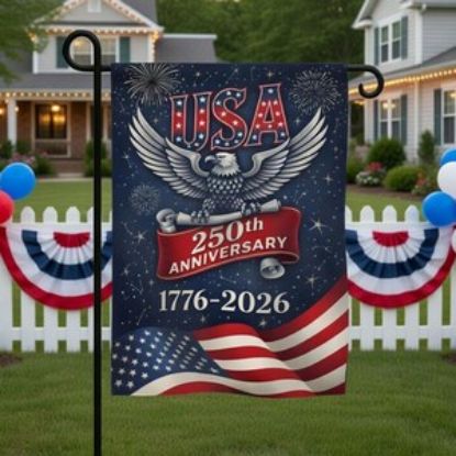 USA 250th Anniversary Garden Flag 1776-2026, Patriotic Eagle American Flag Banner, Independence Day Outdoor Yard Lawn Decor USA Freedom Flag
