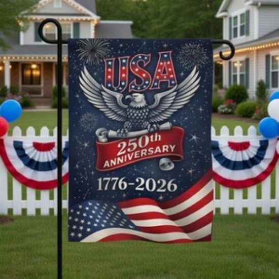 USA 250th Anniversary Garden Flag 1776-2026, Patriotic Eagle American Flag Banner, Independence Day Outdoor Yard Lawn Decor USA Freedom Flag