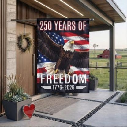 USA 250 Years Of Freedom Flag, 1776-2026 Patriotic Eagle House Flag, American Independence Day Porch Decor Banner