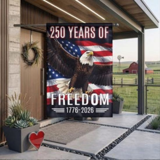 USA 250 Years Of Freedom Flag, 1776-2026 Patriotic Eagle House Flag, American Independence Day Porch Decor Banner