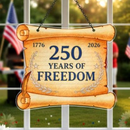 Acrylic Patriotic Suncatcher Ornament USA, 250 Years of Freedom 1776 2026 Decor, American Window Hanging Gift, Independence Day Decor