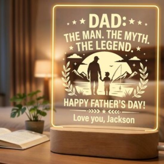 Personalized Dad LED Night Light, Acrylic Plaque Gift for Dad, Fathers Day Gift from Kids, Sentimental Daddy Gift, Custom Name