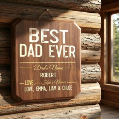 Best Dad Ever Wooden Sign, Personalized Dad Gift from Kids, Fathers Day Gift for Dad, Custom Name Wood Sign, Dad Plaque