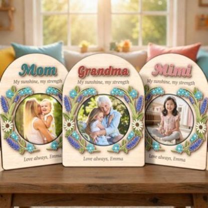 Personalized Mom Grandma Photo Frame, Custom Nana Mimi Gift, Wooden Family Photo Plaque, Mothers Day Gift from Kids, Custom Picture Frame