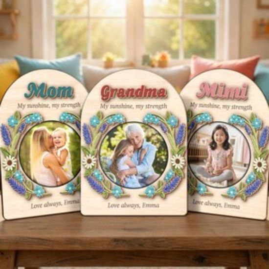 Personalized Mom Grandma Photo Frame, Custom Nana Mimi Gift, Wooden Family Photo Plaque, Mothers Day Gift from Kids, Custom Picture Frame