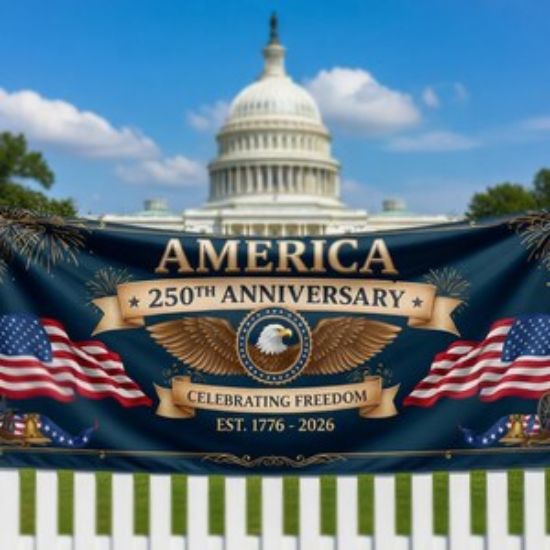 USA 250th Anniversary Banner, America 1776-2026 Patriotic Flag, Independence Day Outdoor Decor, Freedom Eagle Lawn Banner