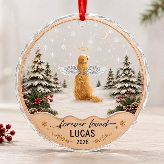 Personalized Dog Memorial Ornament, Custom Pet Loss Gift, Angel Wings Christmas Ornament, Dog Remembrance Keepsake, Rainbow Bridge Gift
