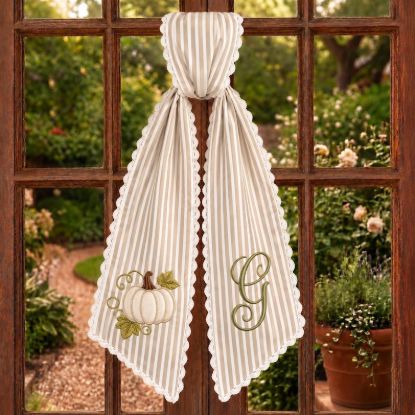Personalized Pumpkin Fall Wreath Sash Bow, Pumpkin Door Decor, Fall Front Door Ribbon, Autumn Farmhouse Holiday Decoration